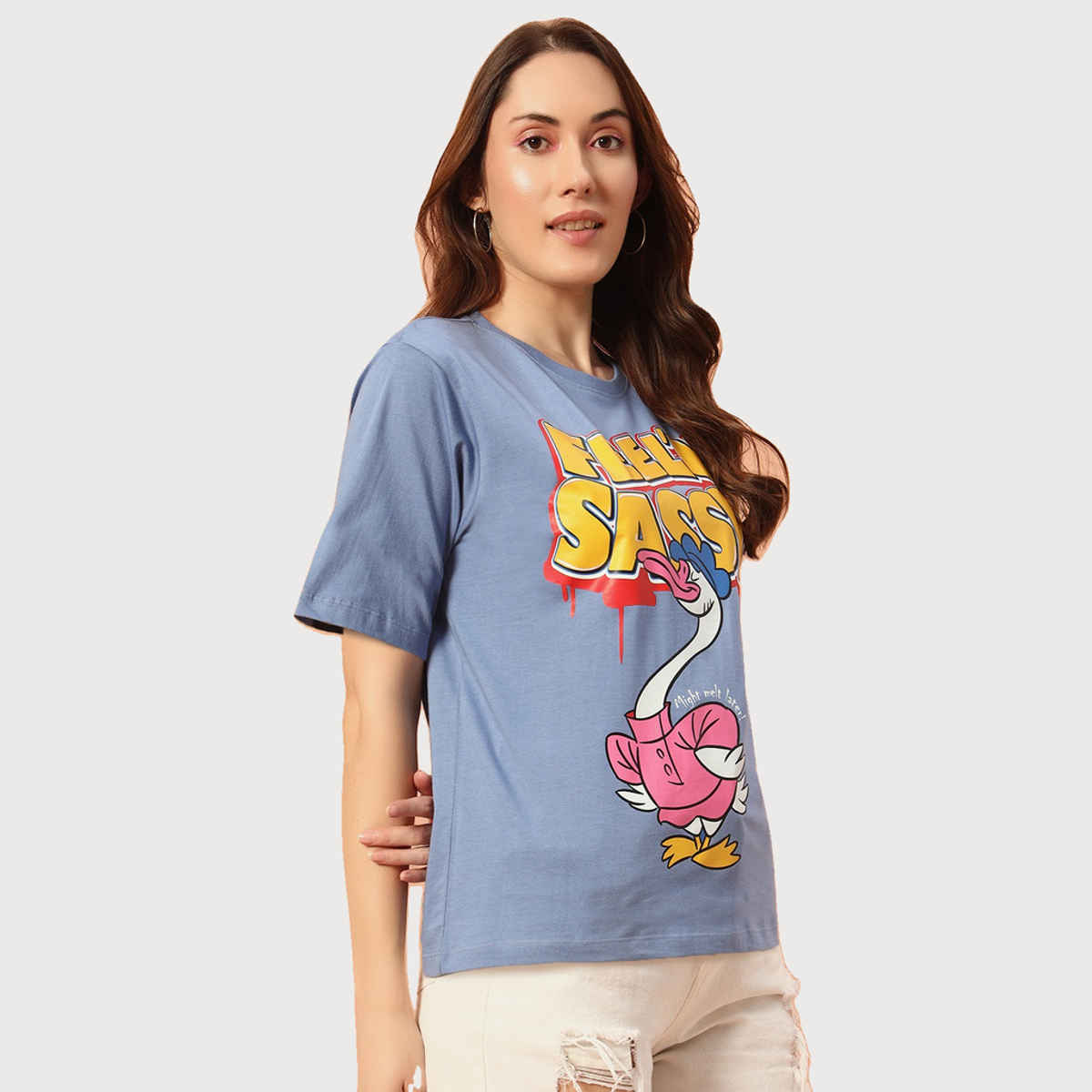 The Dry State Women's Bleached Denim T-shirts WTSH | 1778A | M