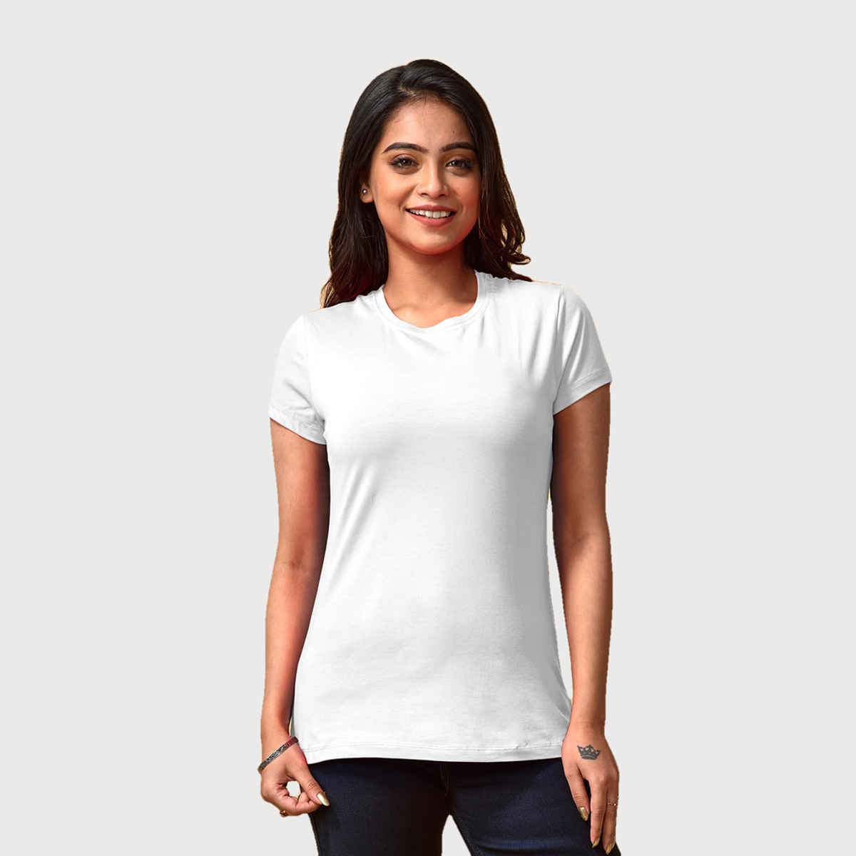 Lyra Women's T-shirt Round Neck Half Sleeve | White - S