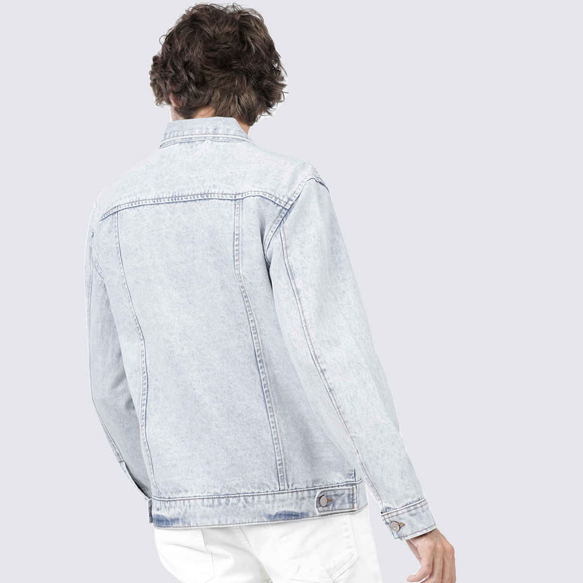 HIGHLANDER Men's Solidwashed Lightweight Denim Jacket | Light Blue - M