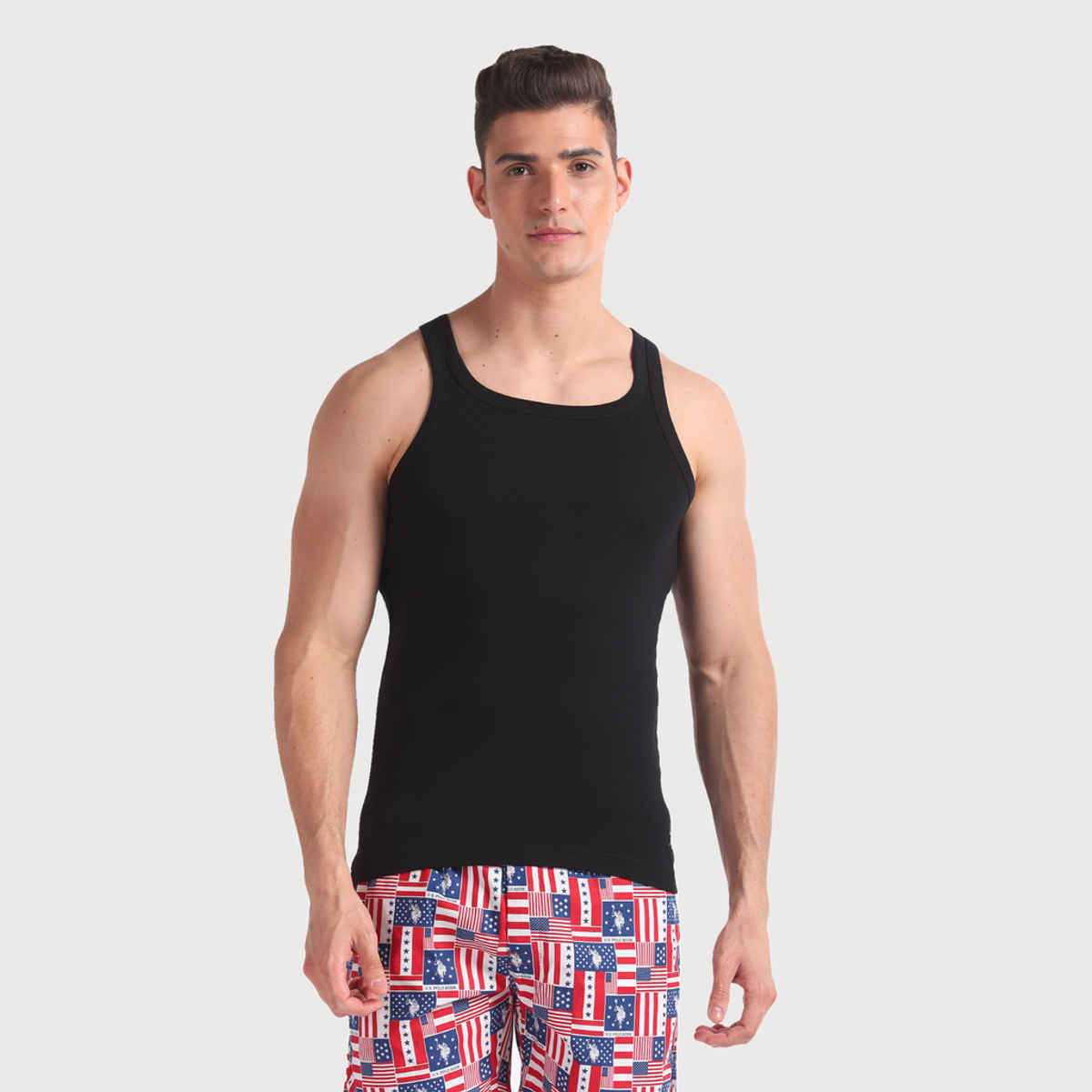 USPA Pure Cotton Vest For Men - Pack of 1 - Black - M