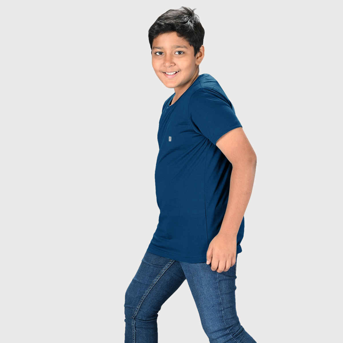 Lux Nitro Kids Round Neck T-shirt | Mykonas Blue - XL
