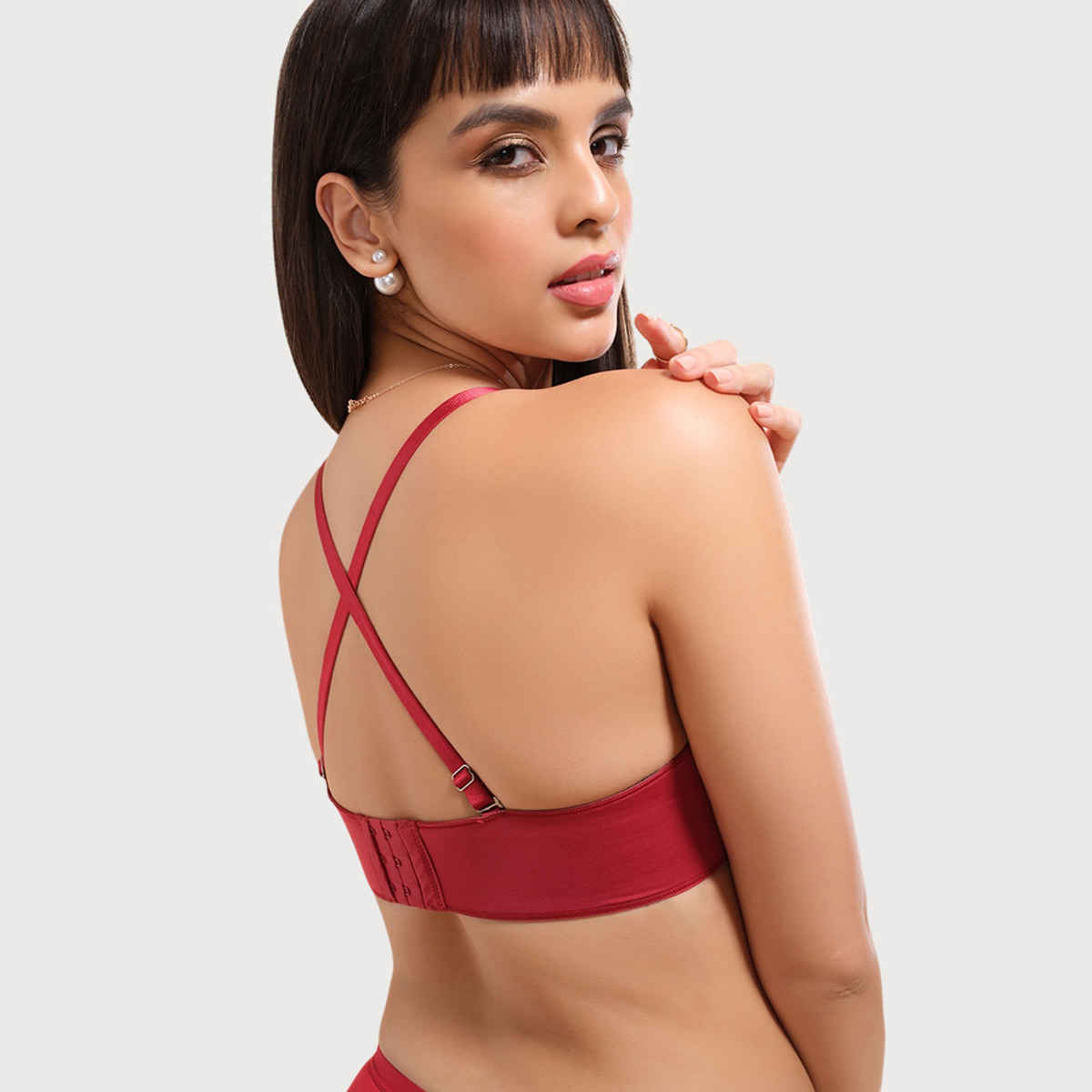 Enamor Women's F074 Plus Size Bra | Strapless & Multi-way | Medium Coverage | Padded | Wired | Red - 38C