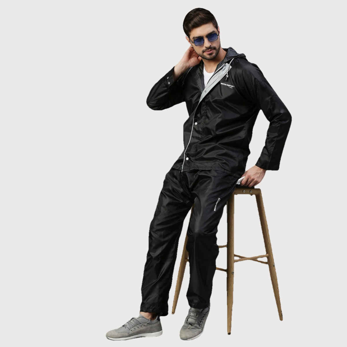 Zeel Men's Waterproof Raincoat- XL (Black)