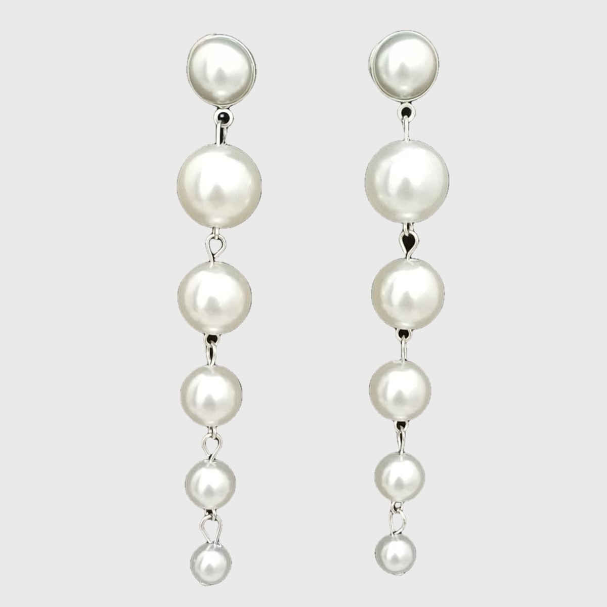 Long Moti Earrings Silver