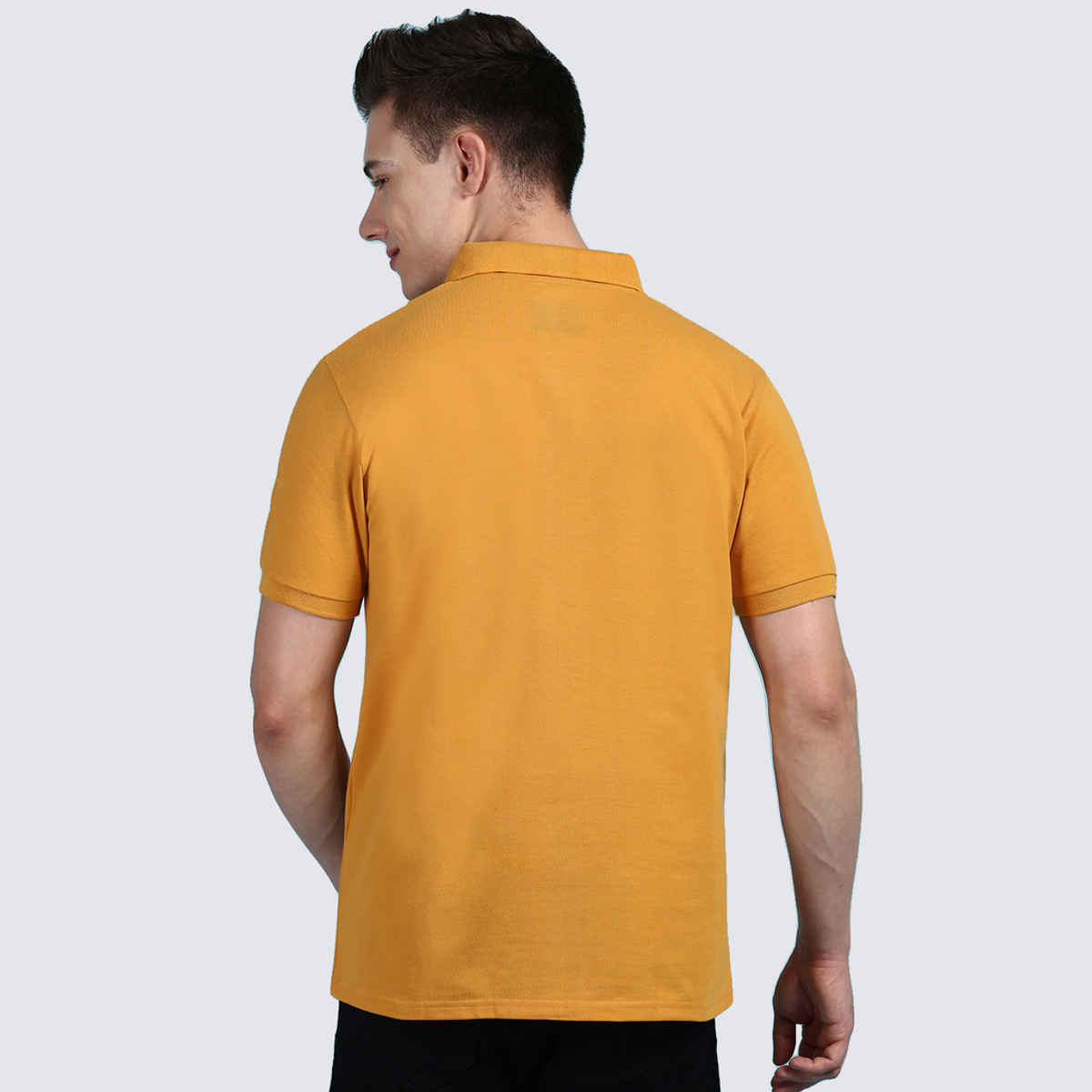 Lux Cozi Men's Solid Cotton Polo T-shirt with Pocket | Mustard - L