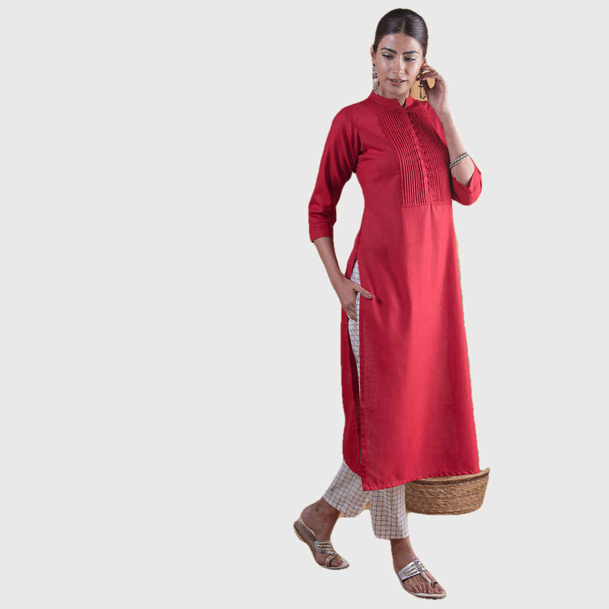 Libas Women Maroon Solid Straight Kurta - 4339XL