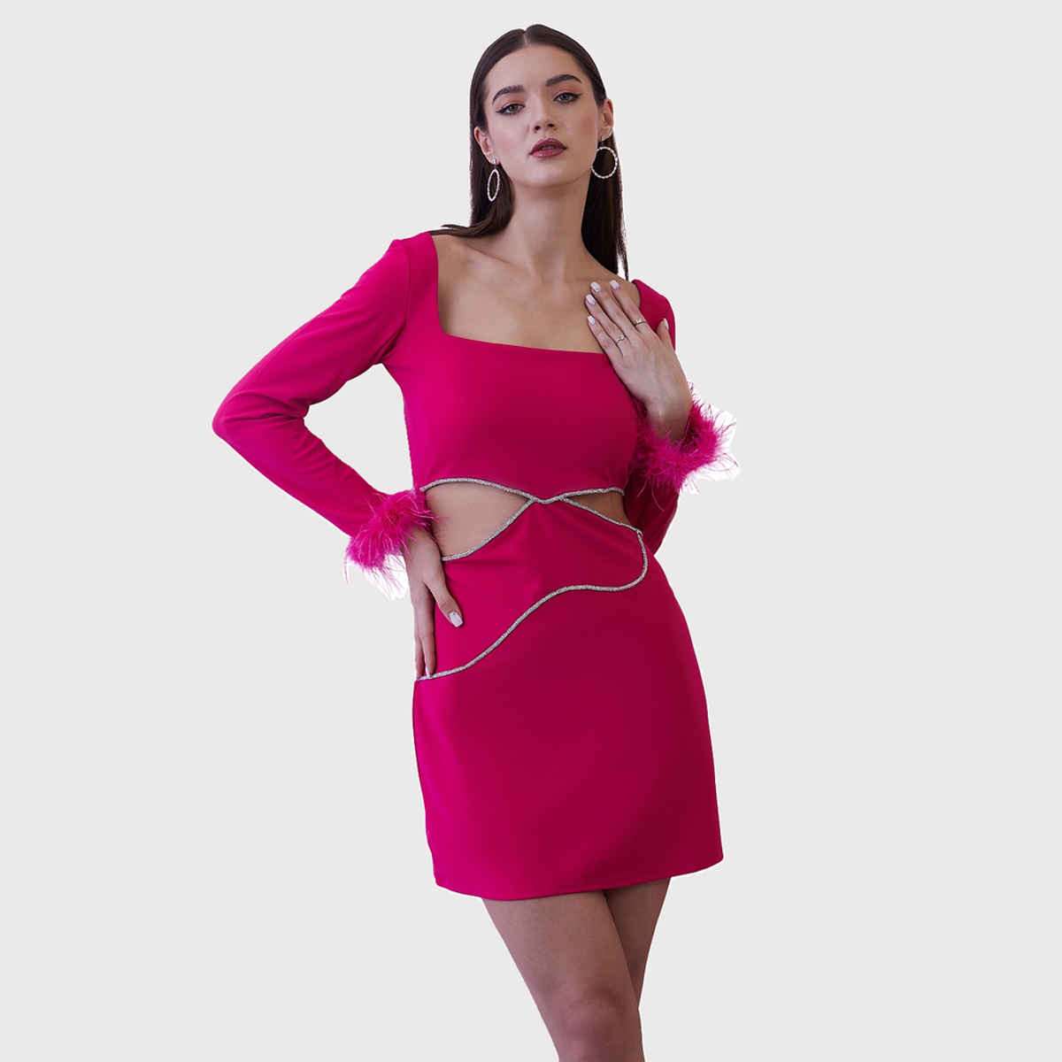 Athena Women's Cut-Out Bodycon Dress | Fuchsia - L