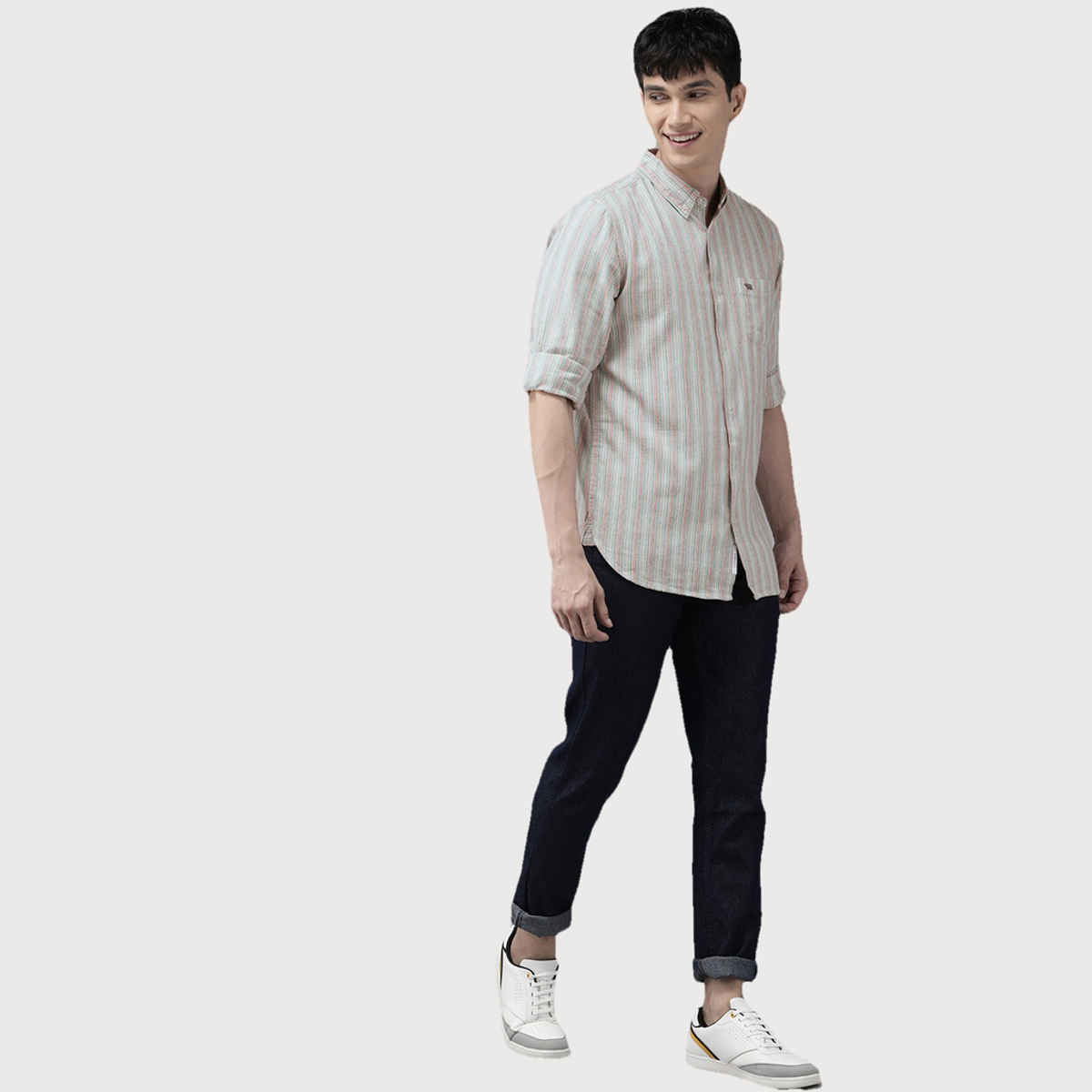 The Bear House Men Slim Fit Striped Casual Shirt - Multicolor | Size - M