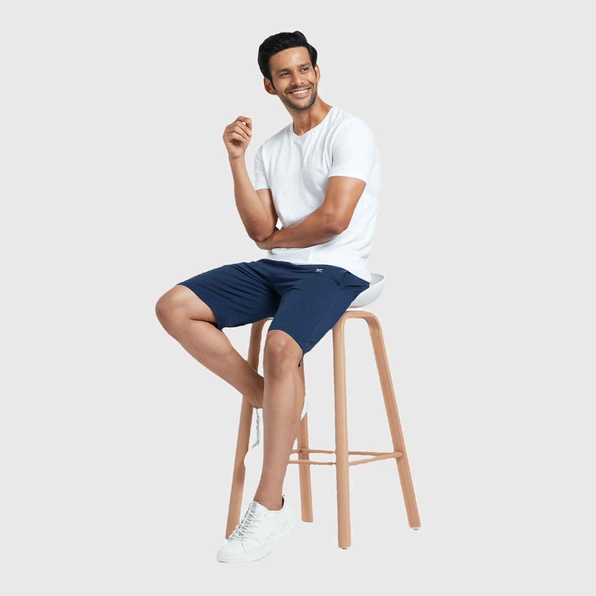 XYXX Ace Cotton Modal solid Shorts | 2 Side Pocket with zip | Dress Blue- M