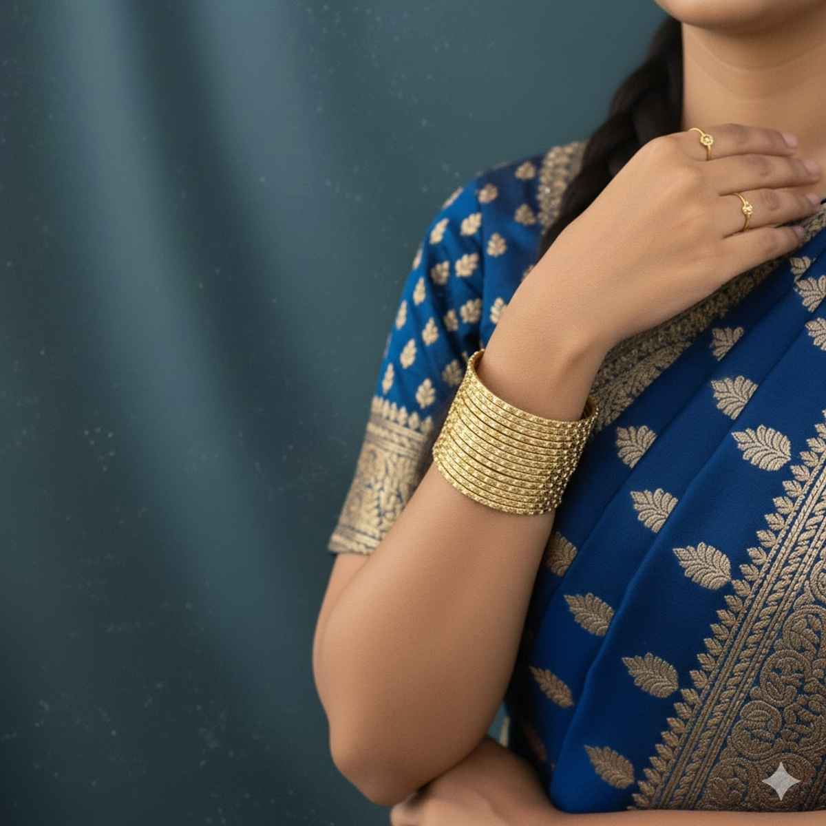 The Opal Factory Metal Bangles with Shimmering Golden Texture Pattern | Gold - Size 2.8