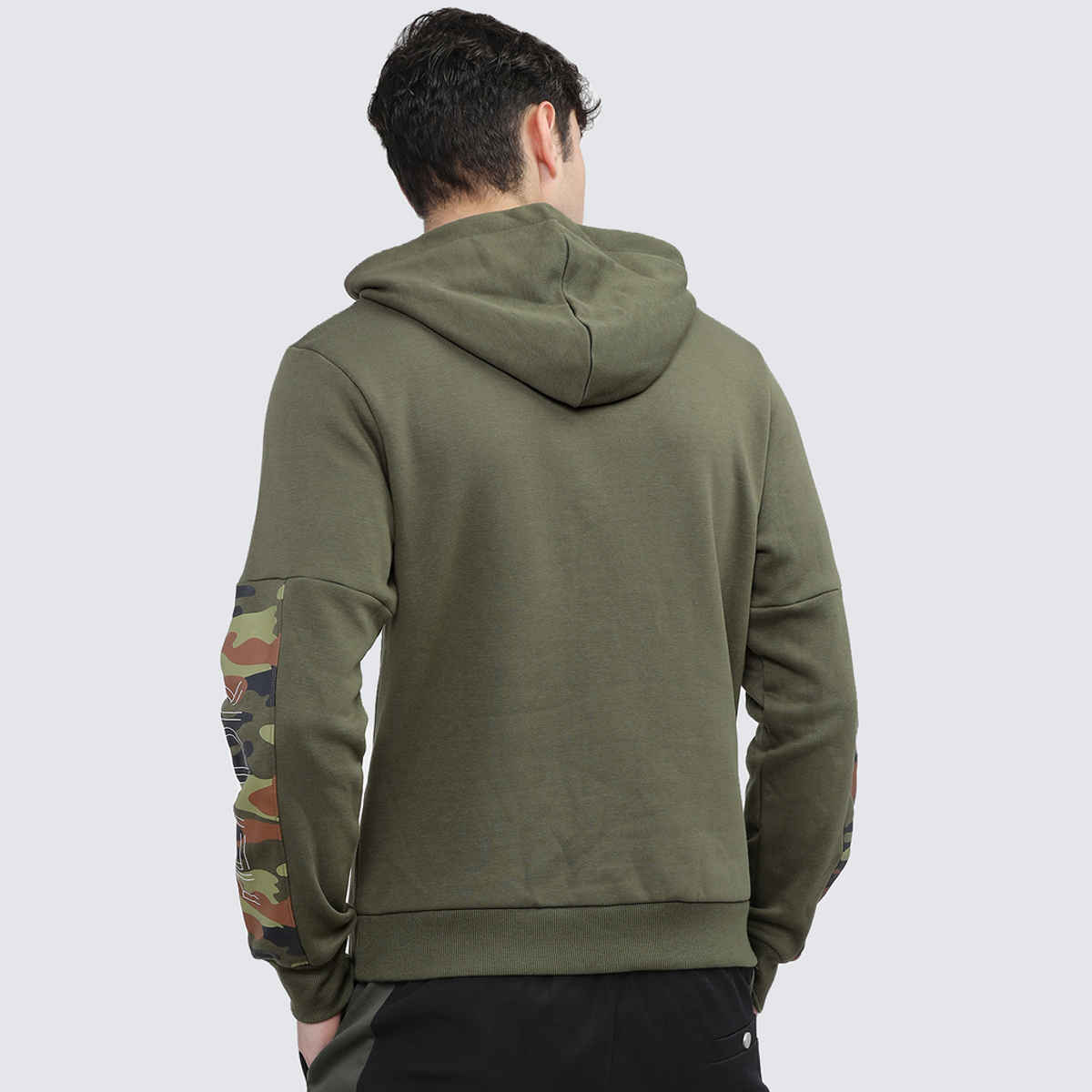 HIGHLANDER Men's Hooded Sweatshirt | Olive Green and White Camouflage - S