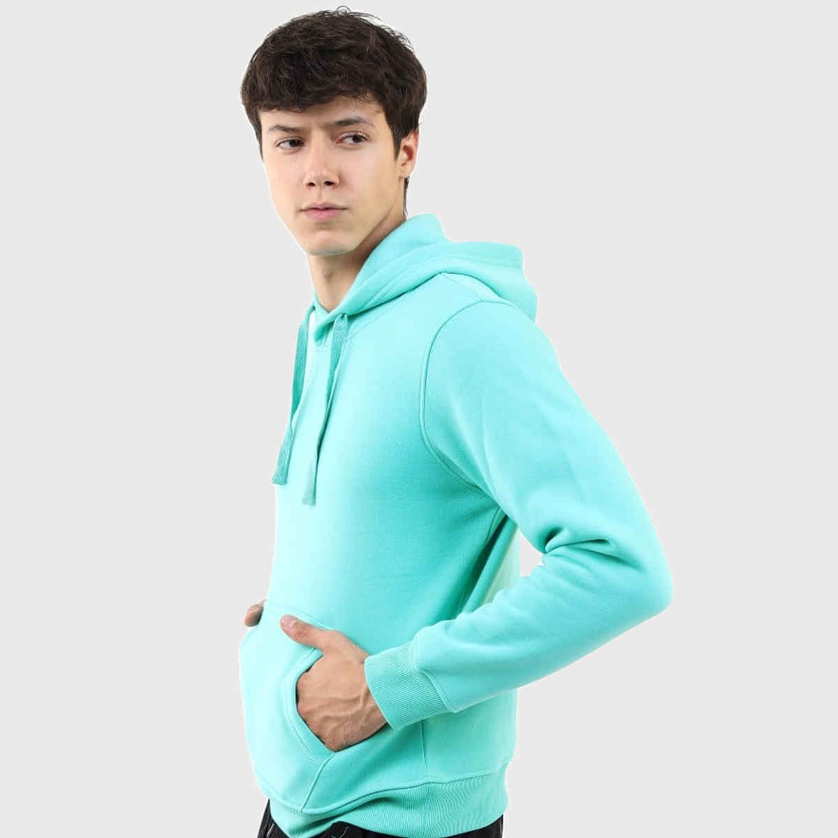 Ketch Men Hooded Solid Sweatshirt | Blue | M