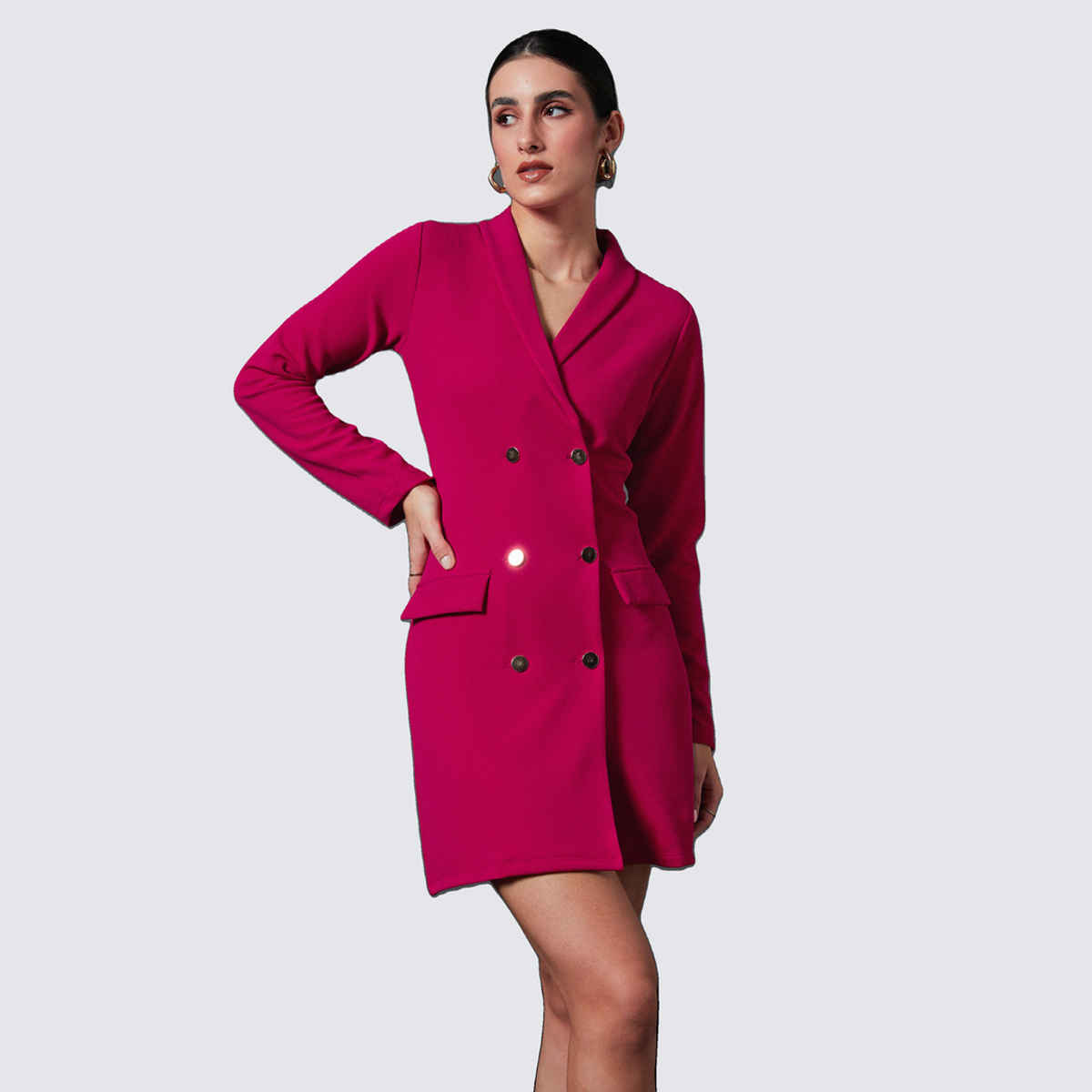 SASSAFRAS worklyf Women's Double Breasted Blazer Dress | Pink - L