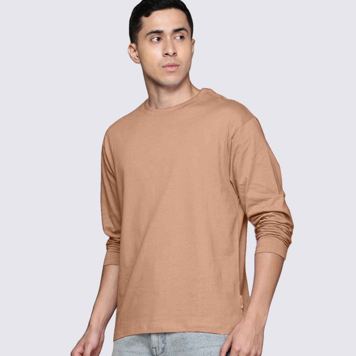 VEIRDO Men's Solid Full Sleeve T-Shirt | V FS REG CRK | Cork - S