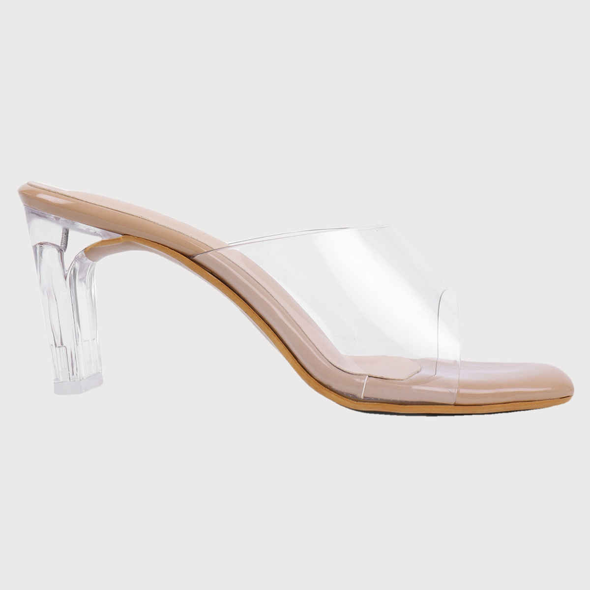 Trase Women Casual Transparent Block Heel Sandals - Beige | 5 UK