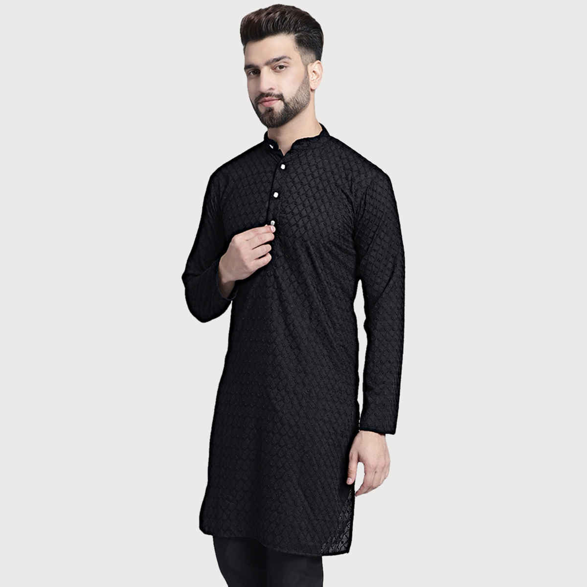 Jompers Men's Kurta | Ko 561 | Black - S