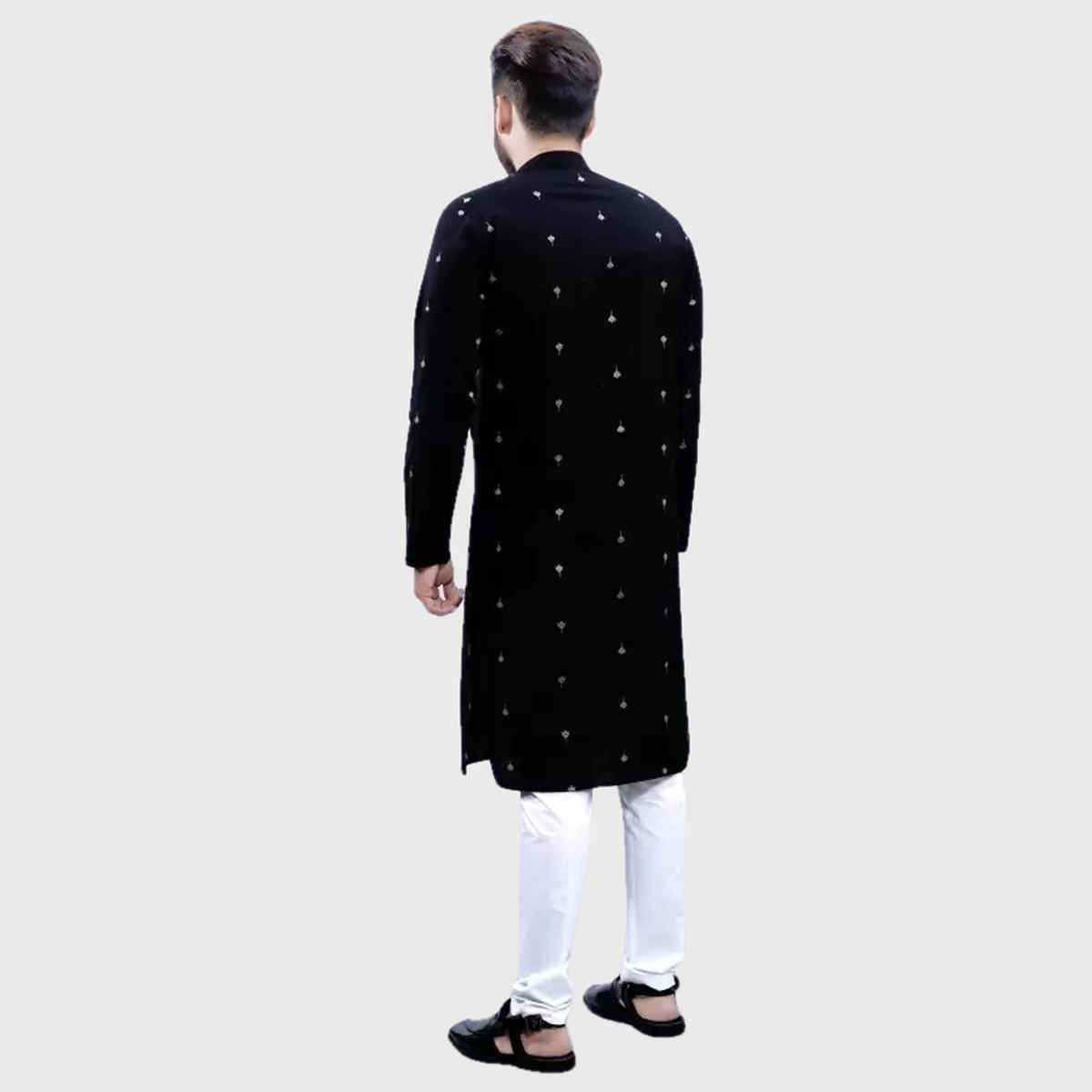 Tibra Collection Men Kurta - Black | Jacquard | Cotton Blend | S