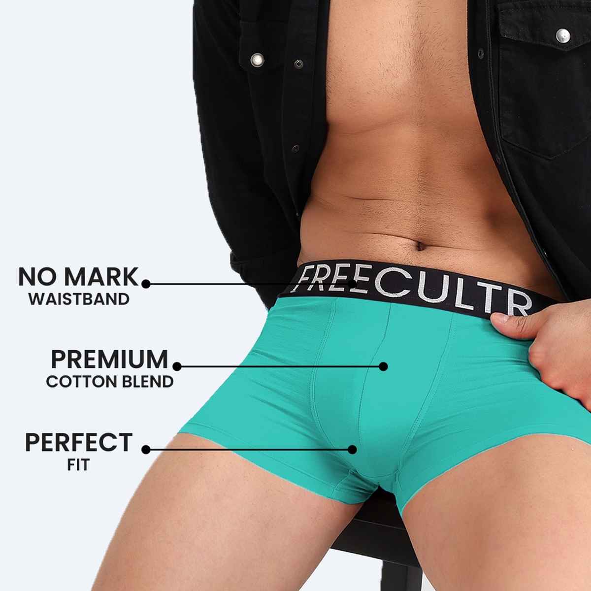 Freecultr Men's Underwear Organic Cotton Trunk - Pack of 1 Holly Green - S