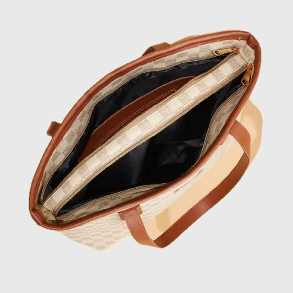 FARGO Vegan Leather Labubu Keychain Tote Bag | Beige