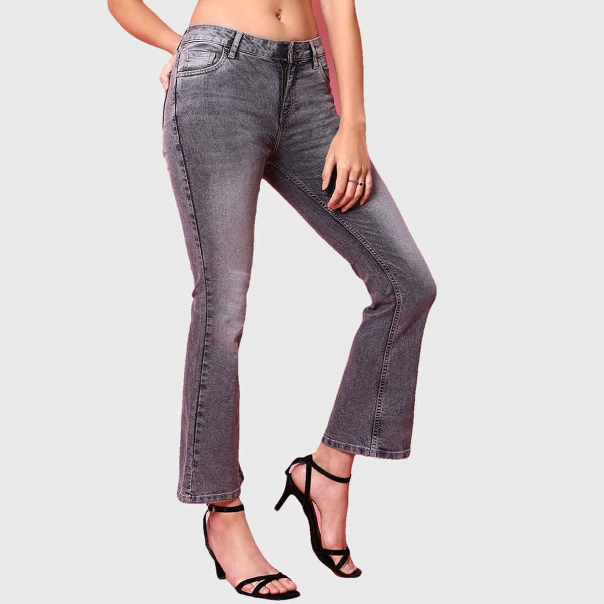 Freehand Women's Light Wash Bootcut Denim Jeans | Grey - 34