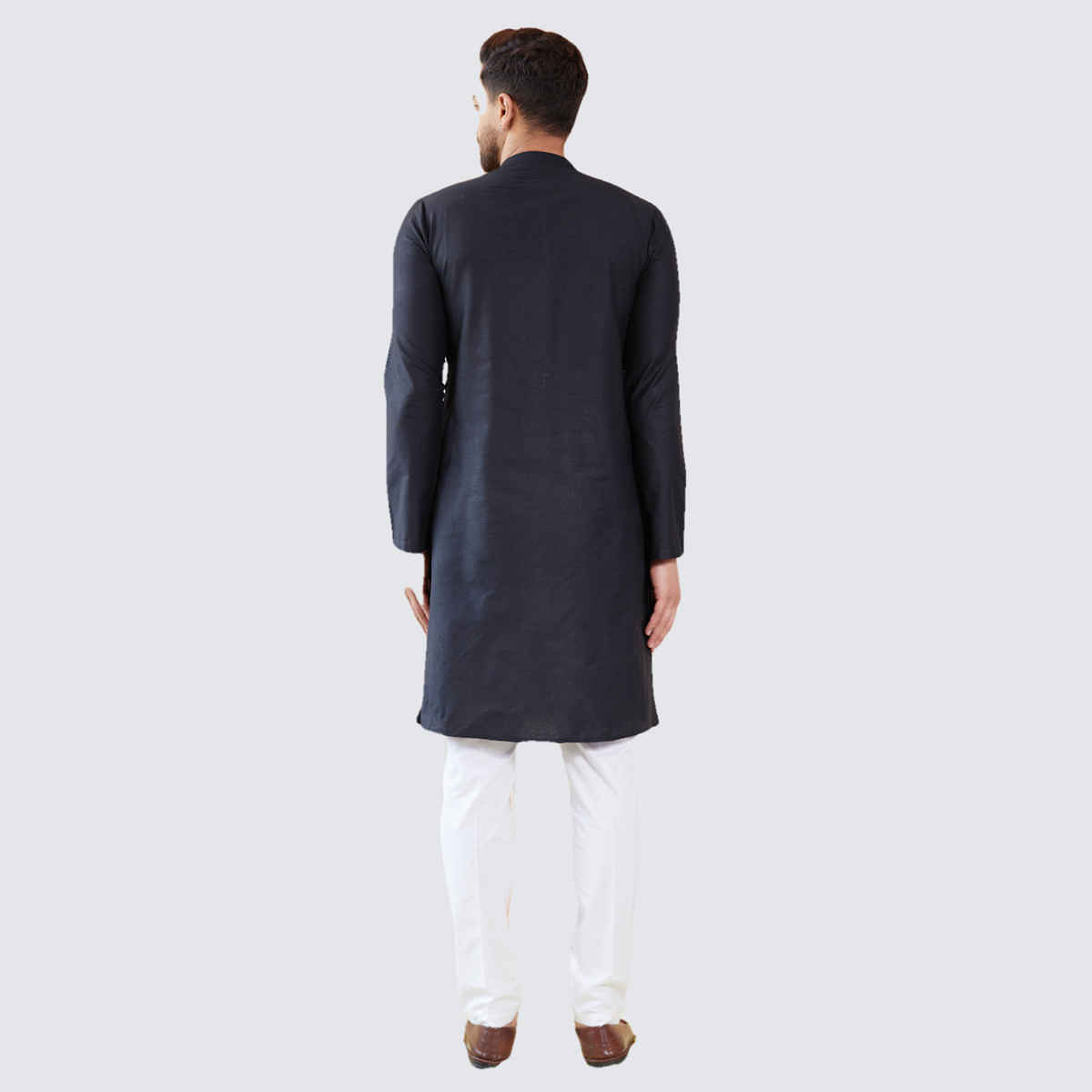 See Designs Men's Cotton Solid Straight Kurta | Black - L