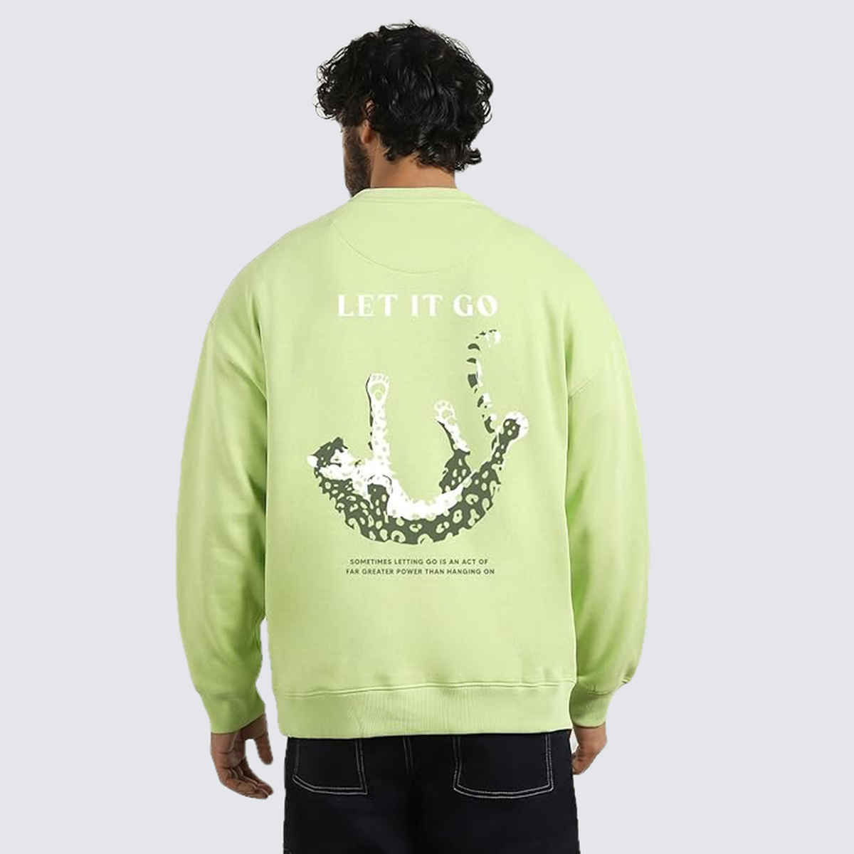 Nobero Men's Let it Go Relaxed Fit Sweatshirt | Cool Matcha - L
