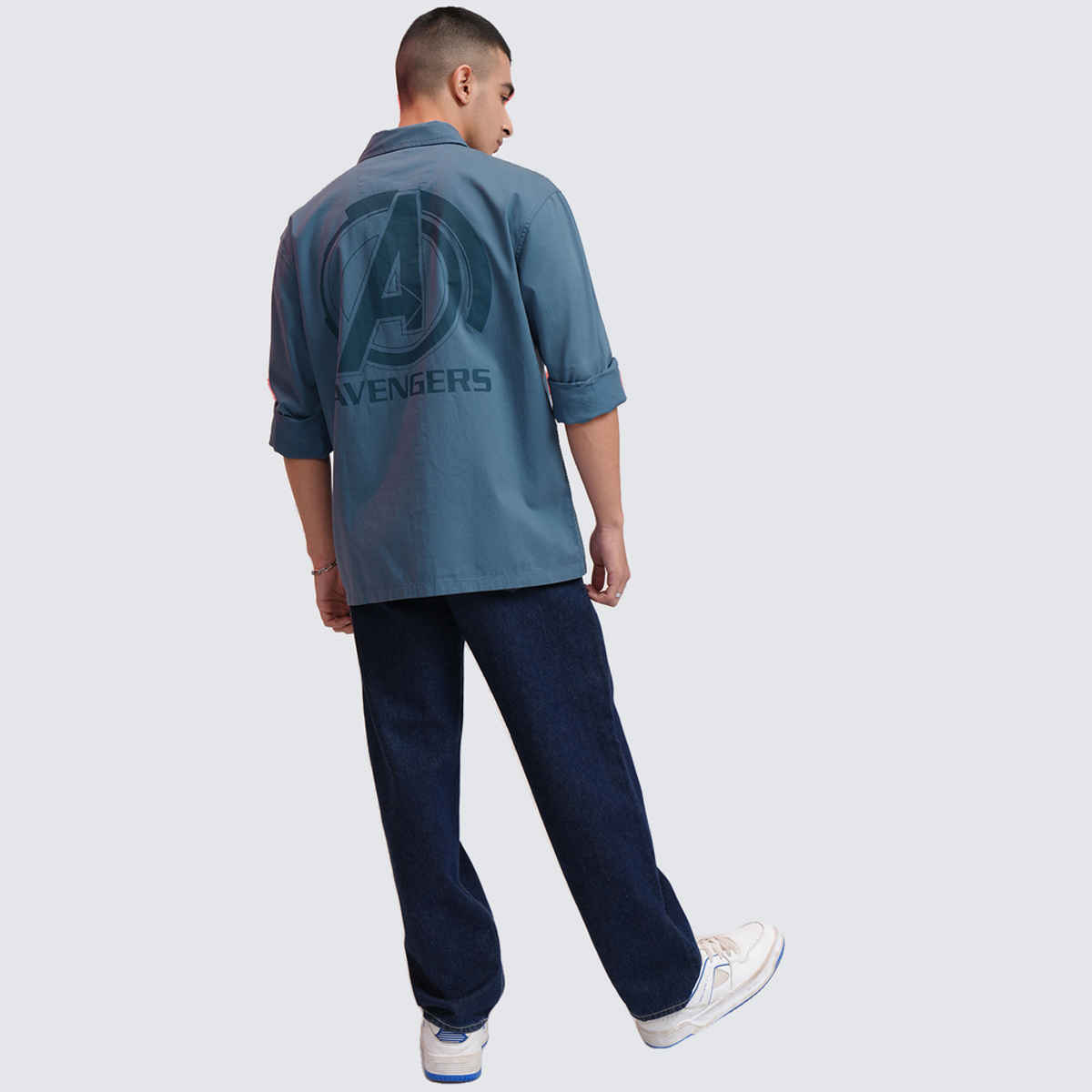 Highlander Men's Marvel Avengers Printed Oversized Casual Shirt | Blue - S