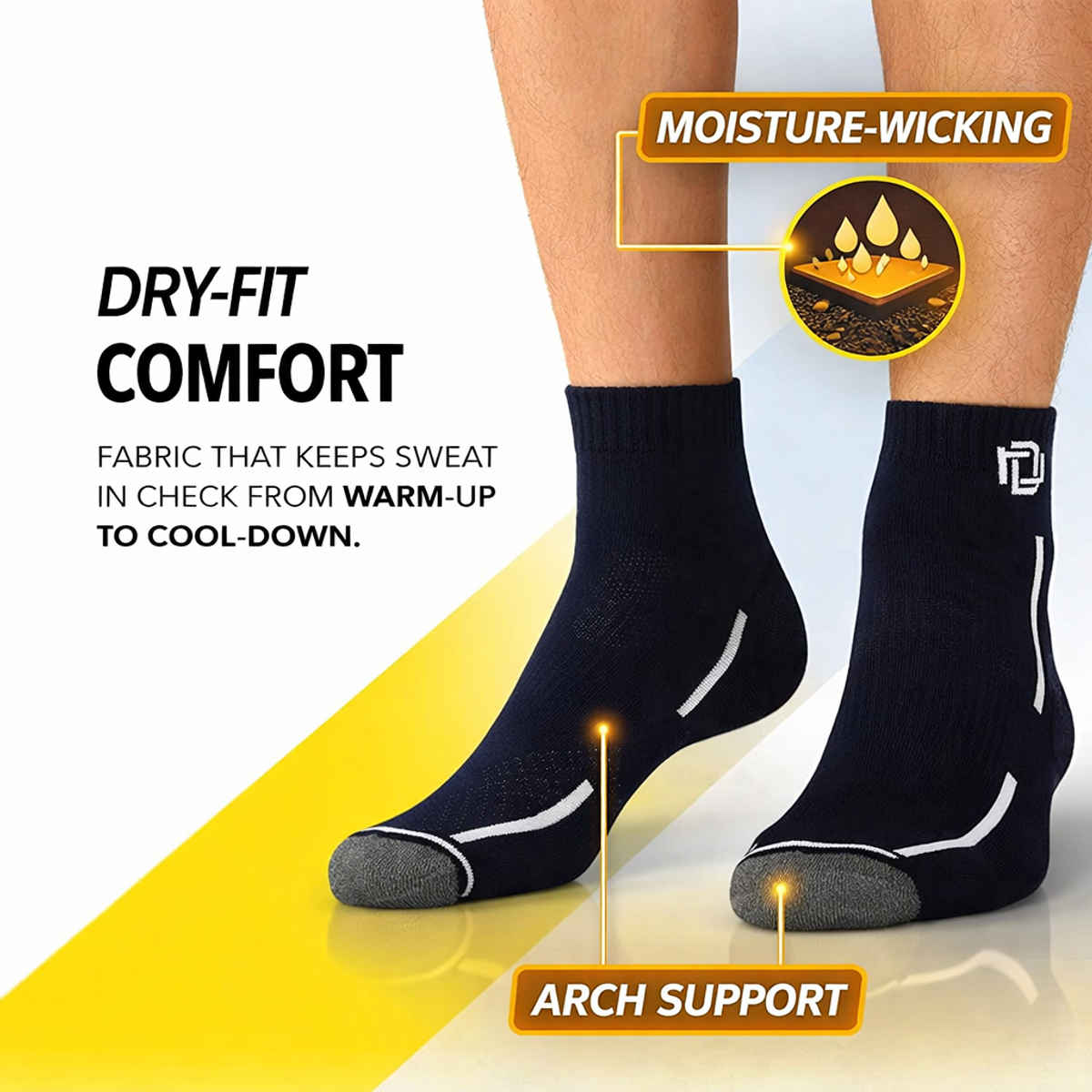 Dollar Men's Polyester Ankle Length Socks | Multicolour - Free Size