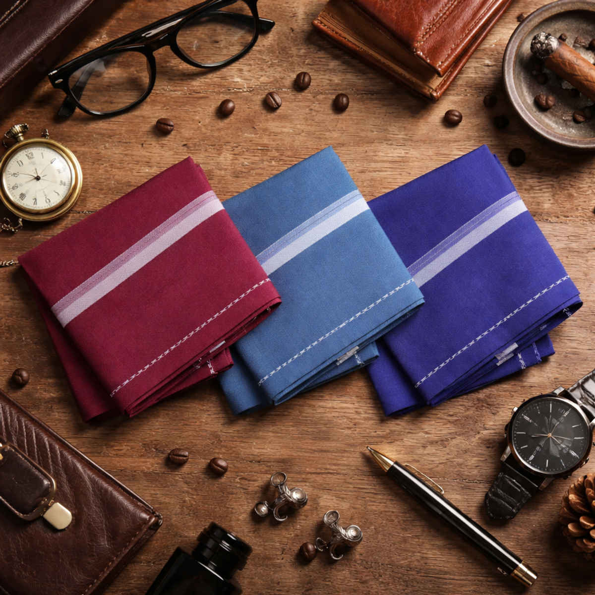 Royal Mart Men's Striped Cotton Handkerchief | Assorted