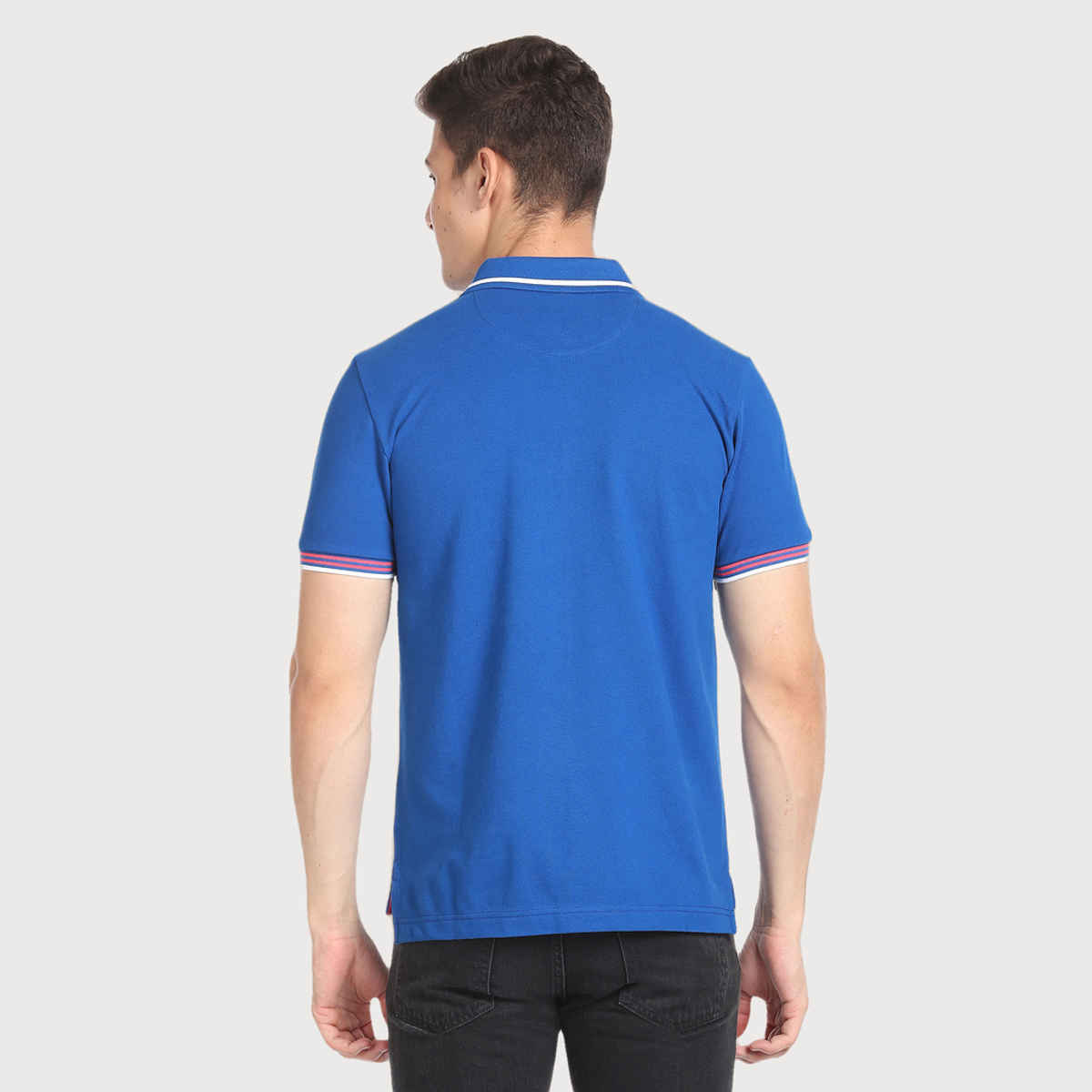 U.S. Polo Assn. Men's Striped Collar Pique Polo Shirt | Blue - L