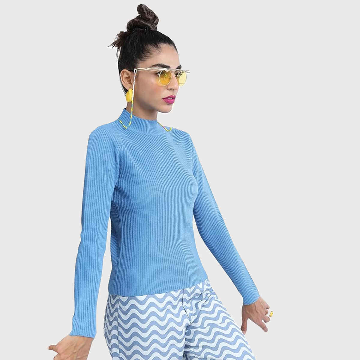 Ketch Women High Neck Pullover | Blue | S