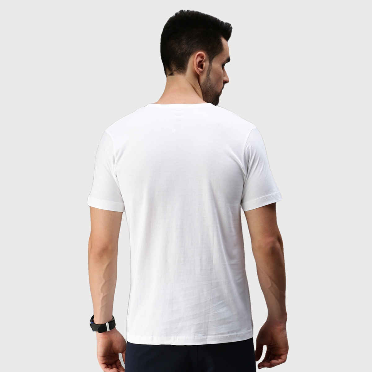 ONN Premium Men's Solid Pure Cotton V Neck T-shirts | White | Size - S