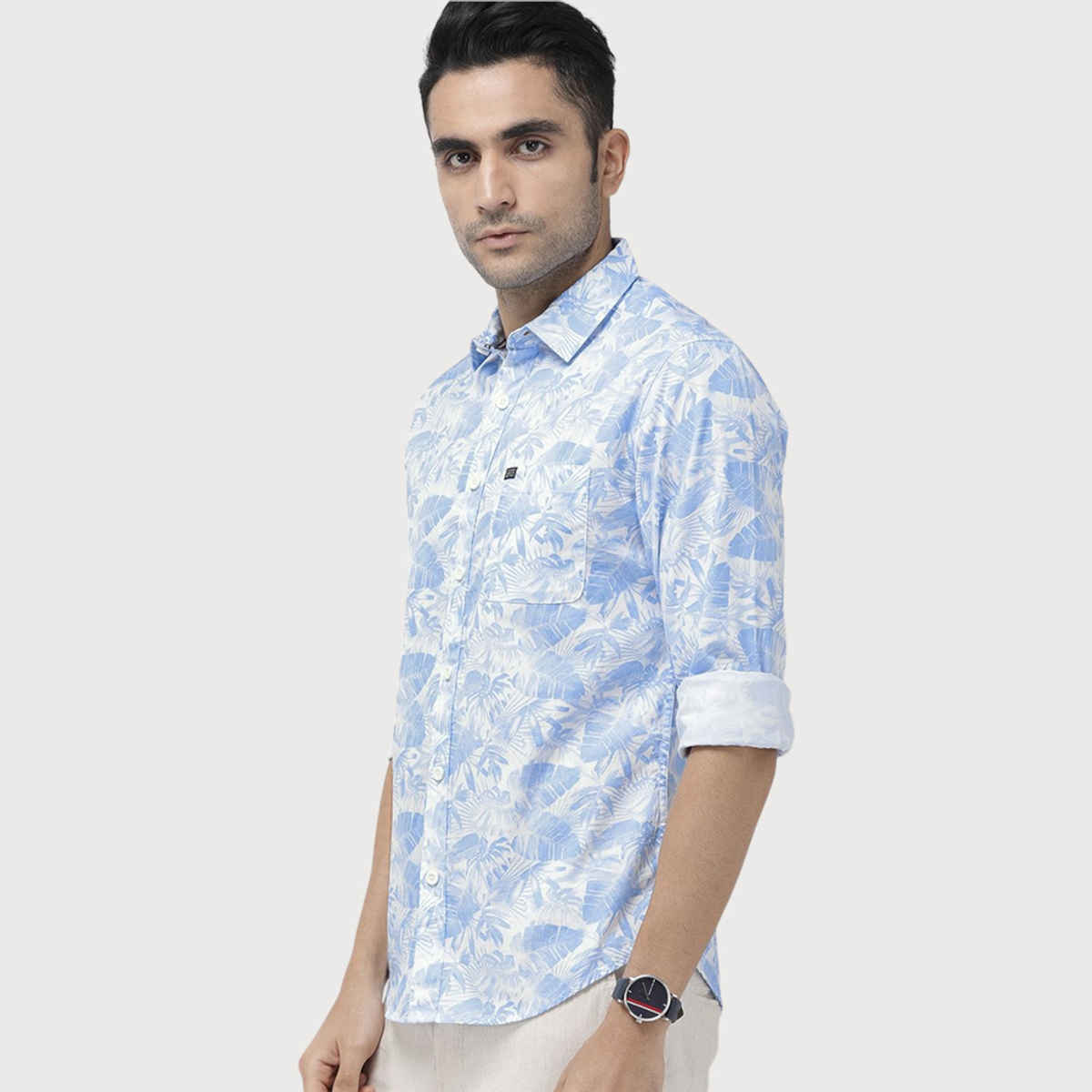 The Indian Garage Co Men's Slim Fit Abstract Print Casual Shirt | Blue - M