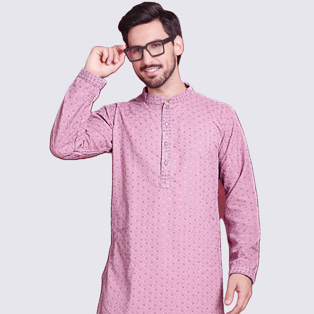 Jompers Men Kurta Only Ko 678Light-Purple XXL
