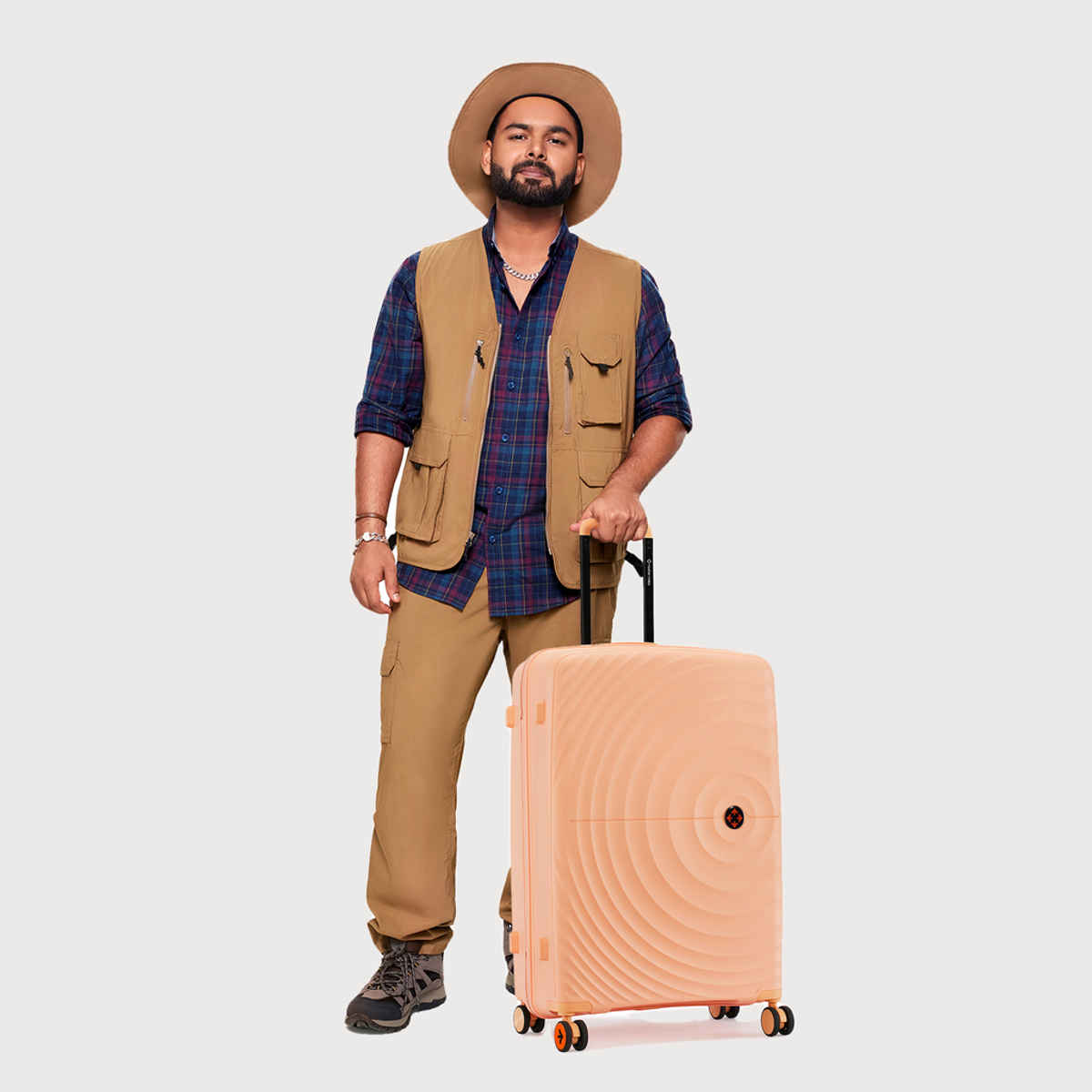 Nasher Miles Seattle Check-In Hard Side Polypropylene- 24 Inch - 65 cm Trolley Bag- Peach