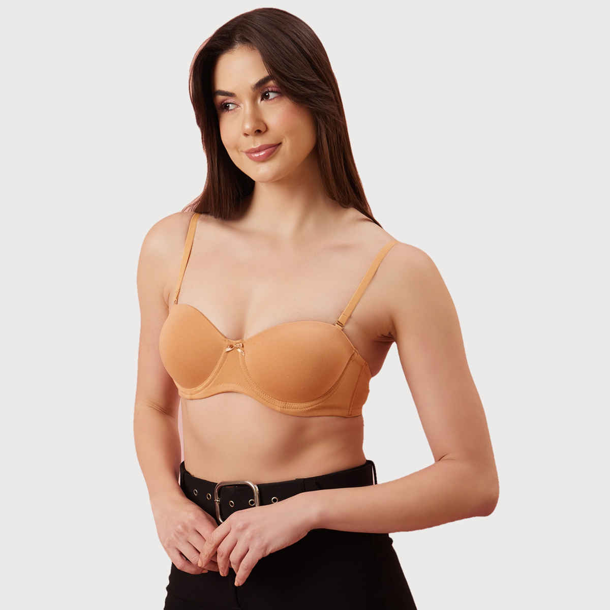 Clovia Cotton Padded Underwired Multiway Strapless Balconette T-Shirt Bra | Nude | 36D