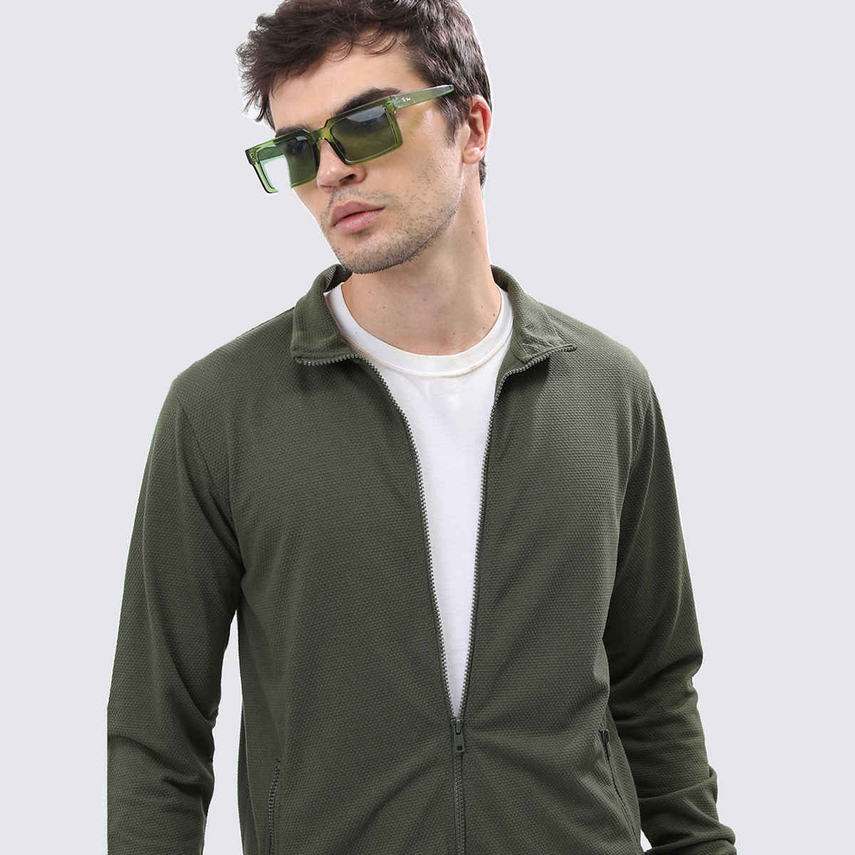 HIGHLANDER Men's Mock Neck Tailored Jacket | Olive - S