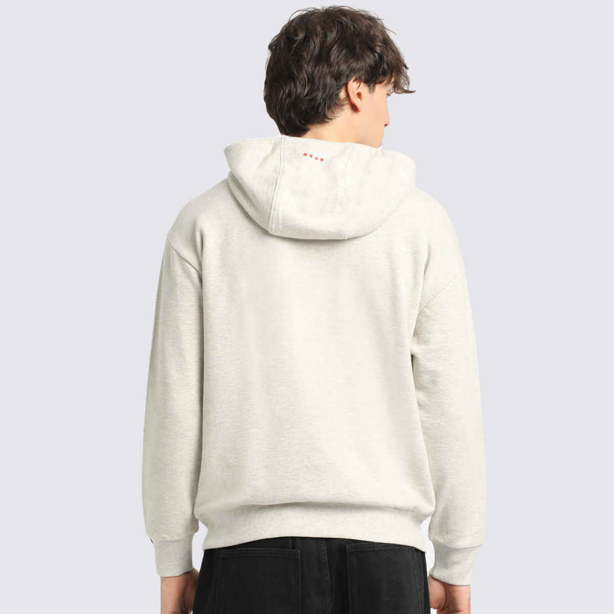 The Bear House Men's Solid Relaxed Fit Hoodie | Grey - M