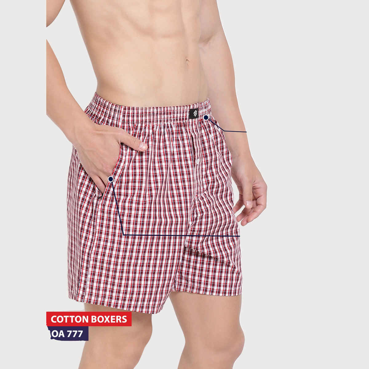 Onn Lightweight & Breathable Cotton Checkered Shorts | Multicolor | Size M | Pack Of 2