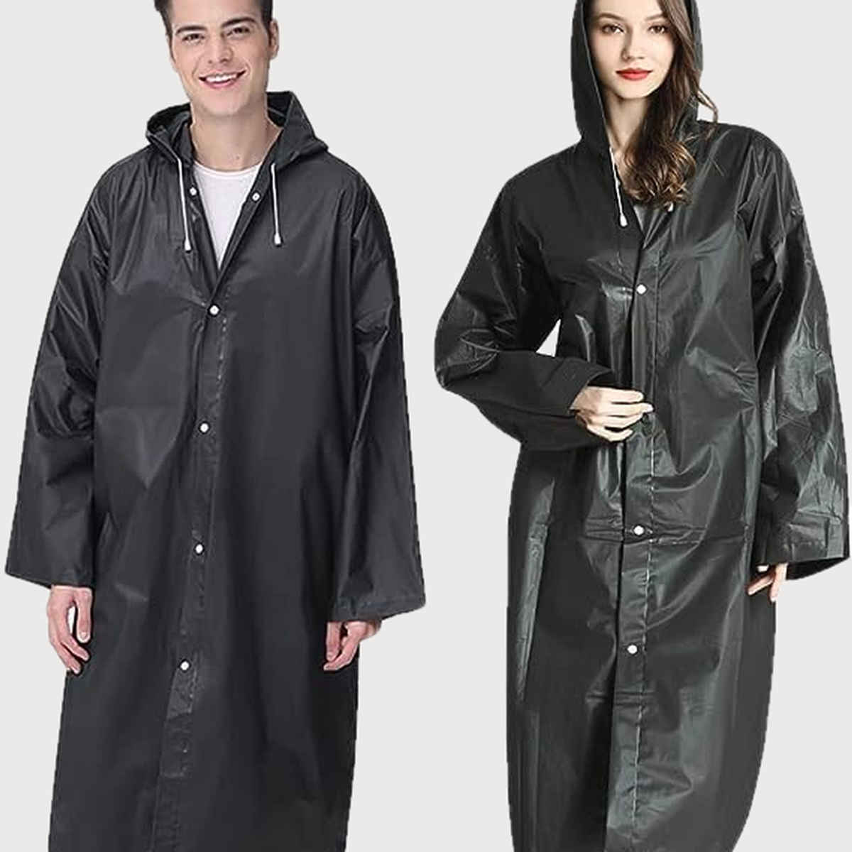 INFISPACE Adult Unisex Polyester RainCoat Poncho with Adjustable Cap and Cover Free Size Black Color