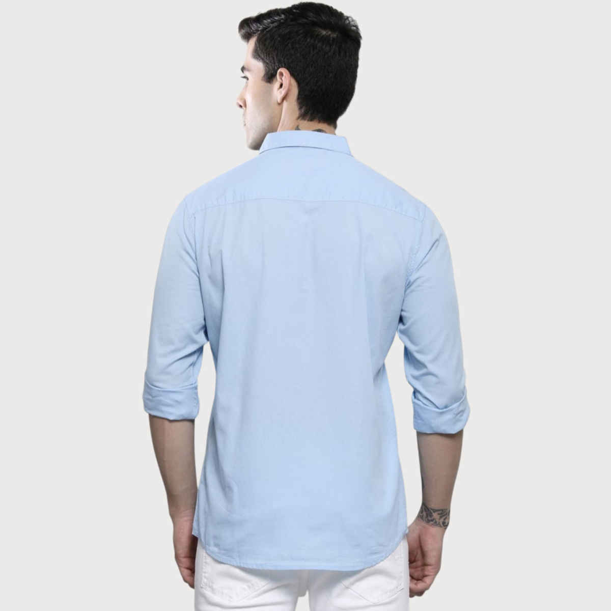 The Indian Garage Co Men's Slim Fit Solid Casual Shirt | Blue - M