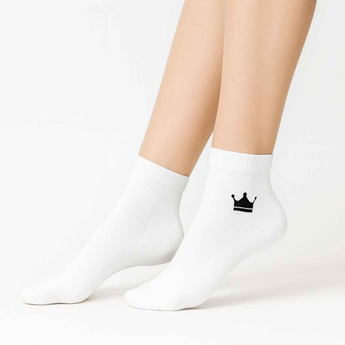 Royal Mart Unisex Cotton Blend Ankle Length Socks | White - Free Size