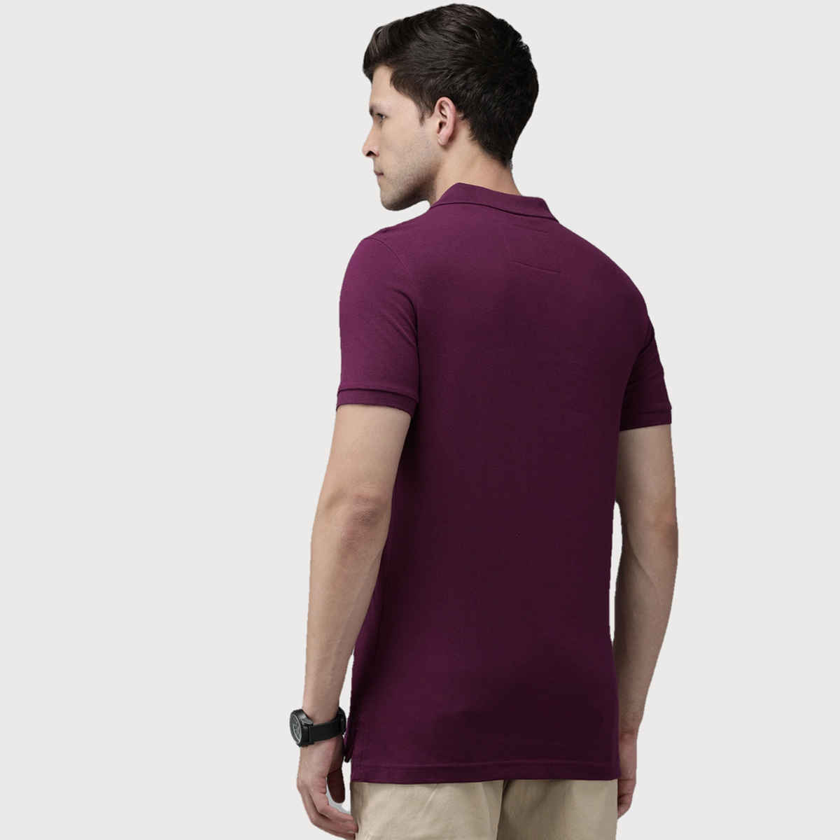 The Bear House Men Slim Fit Solid Polo Cotton T-shirt - Sonne | Purple | XL