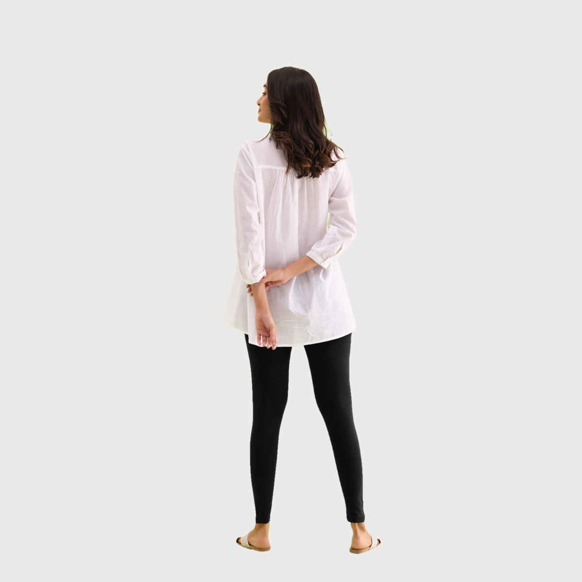 Go Colors Women's Solid Mid Rise Ankle Length Leggings | Black - L