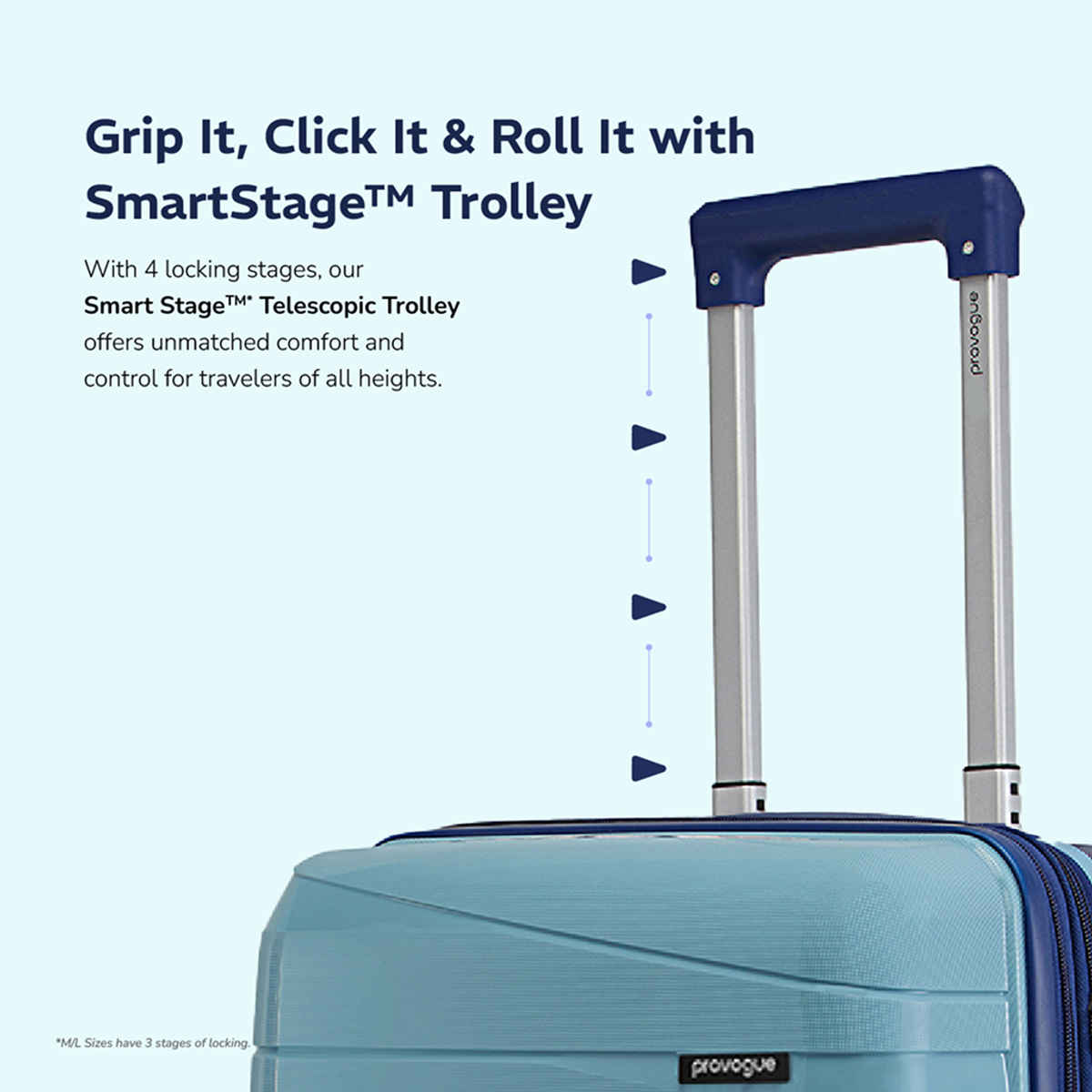 Provogue Azure Hard-Sided PP Medium Check-in Luggage Trolley Bag | Saphire-Peacock Blue - 65 cm