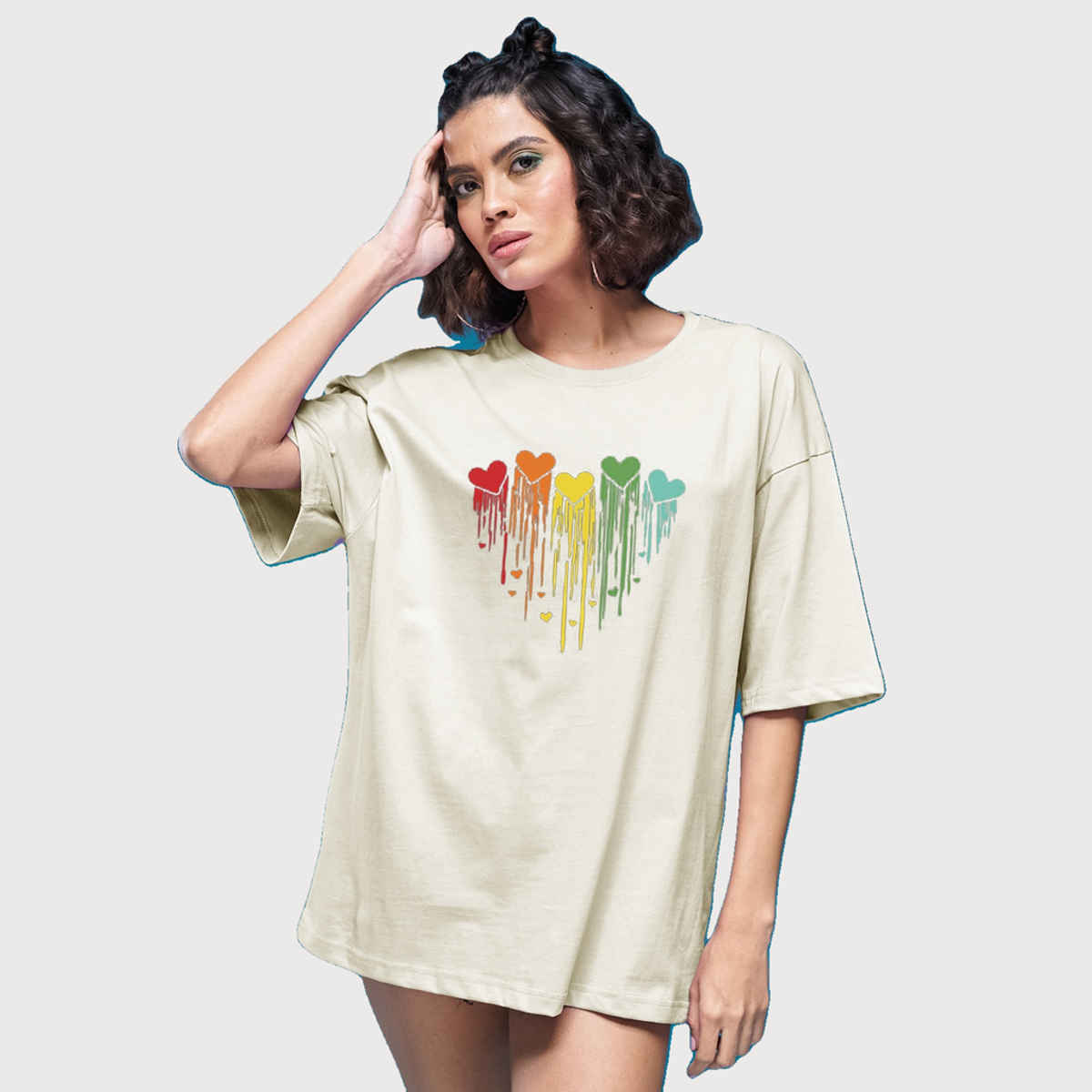 Smartees Women's Oversize Printed T-shirt | WW - 2052 | Skin - XL