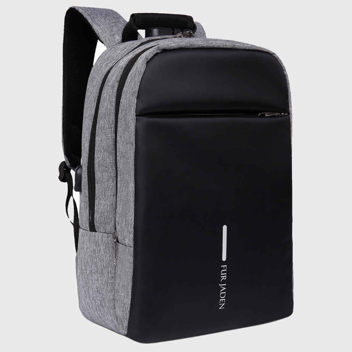 Fur Jaden 24 L Grey Anti-Theft Backpack with USB Port and Number Lock | Padded Laptop Compartment