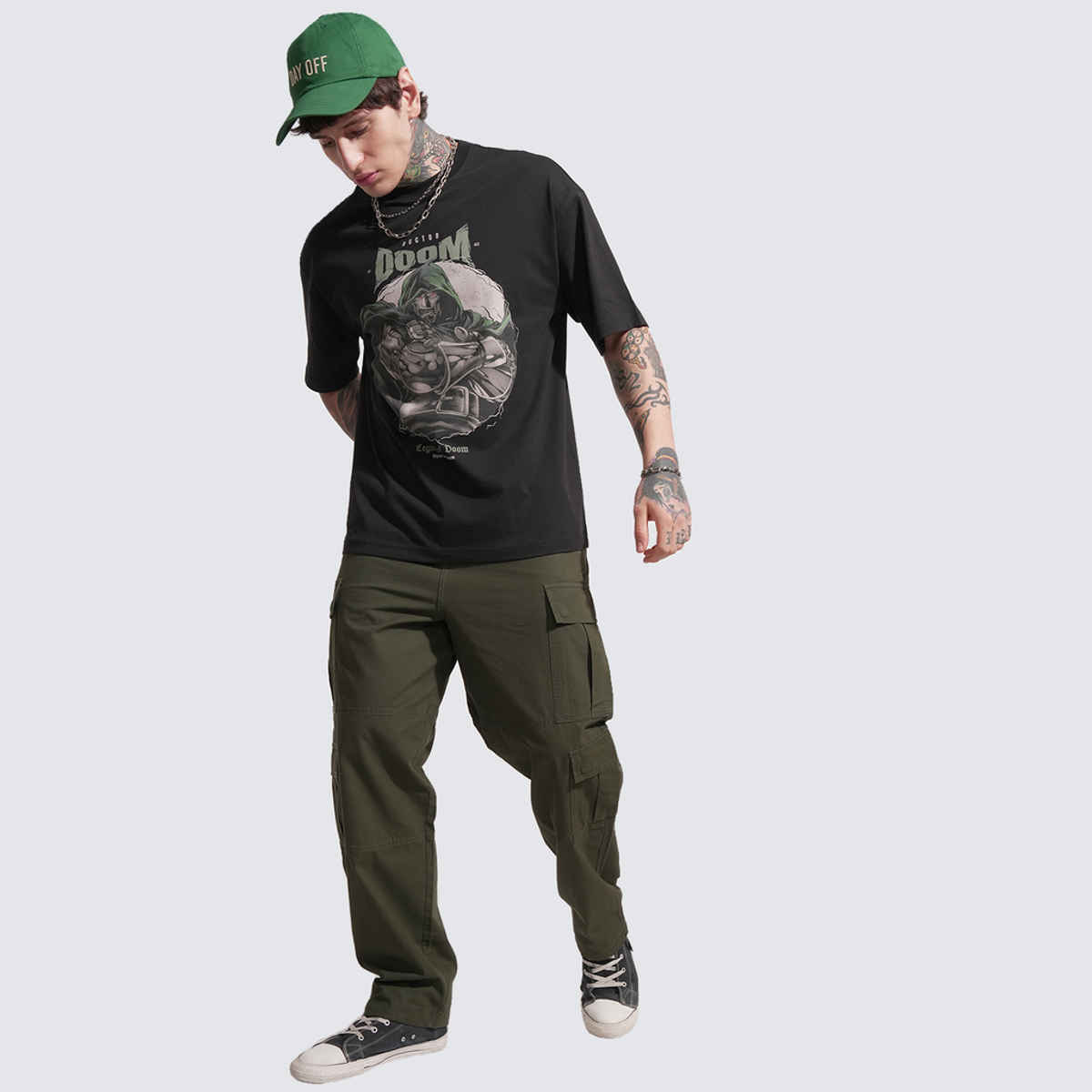 Highlander Men's Marvel Doctor Doom Oversized Drop Shoulder Graphic T-shirt | Black - XS