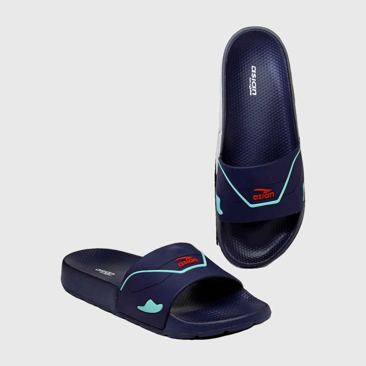 Asian Slider-31 Men Slides Navy-Mint (Size-8)