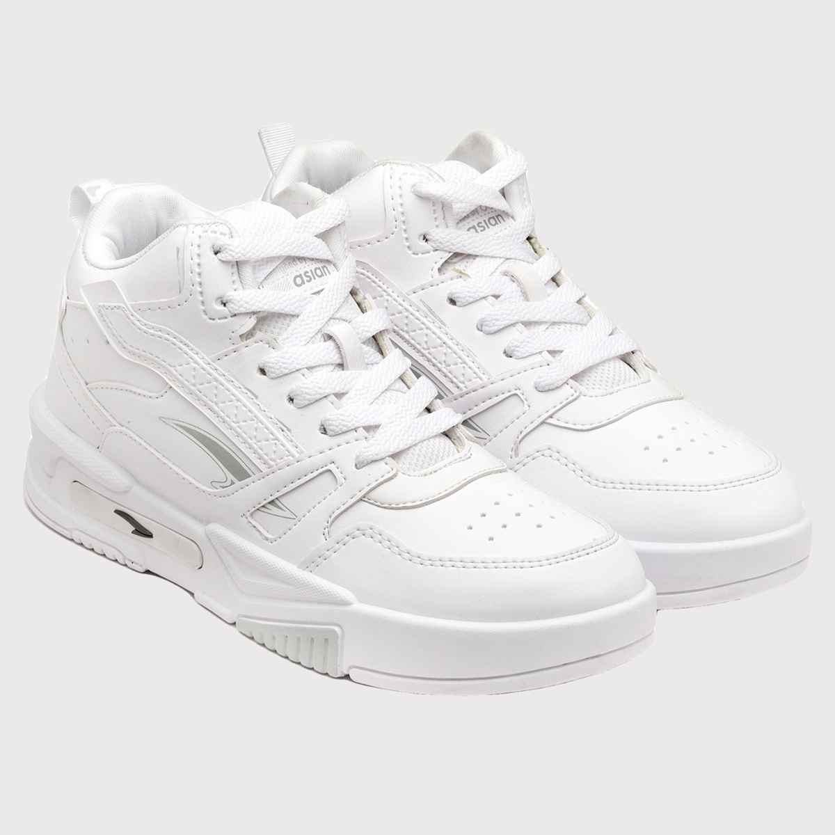 Asian Men s Mexico-11 Full White Hightop Sneakers | UK-9